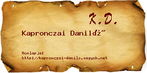 Kapronczai Daniló névjegykártya
